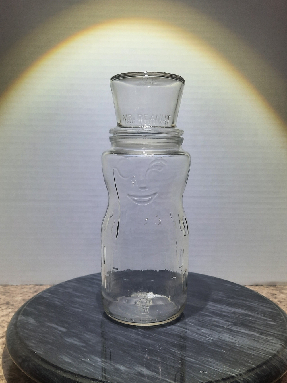 Vintage Mr. Peanut Glass Storage Container